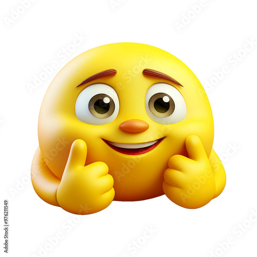 thumbs up emoticon, 3d rendering emoji cartoon character with ok gesture