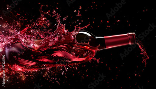 Elegance of tasty Red Wine Pouring into a glass photo