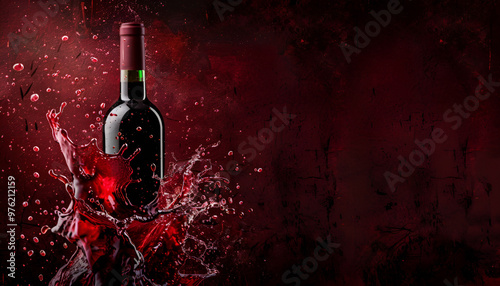 Elegance of tasty Red Wine Pouring into a glass photo