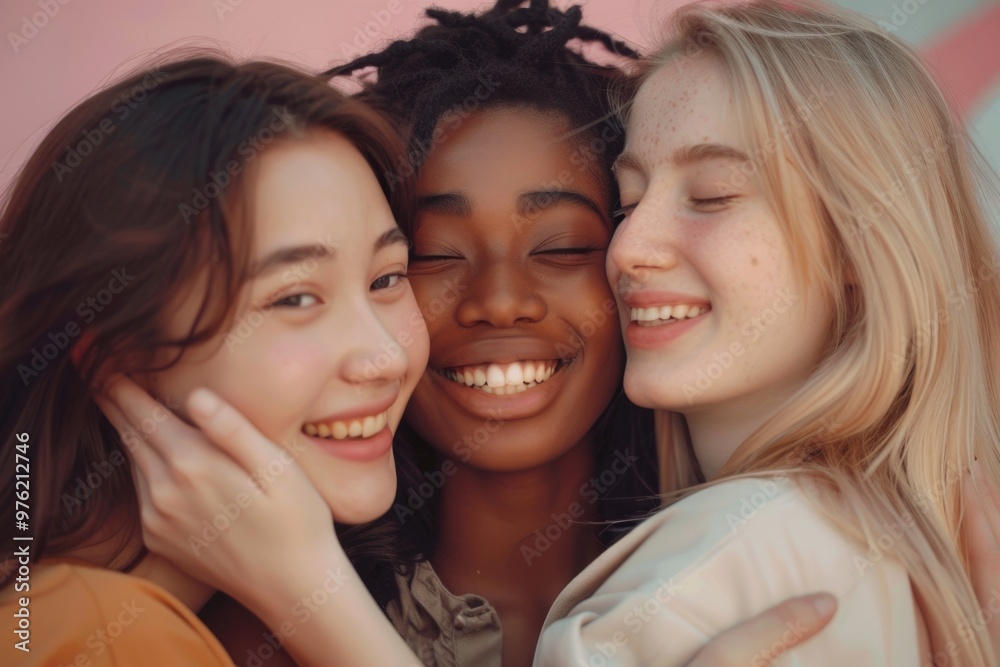 A group of young women standing together, possibly at an event or celebration A group of young women standing together, possibly at an event or celebration