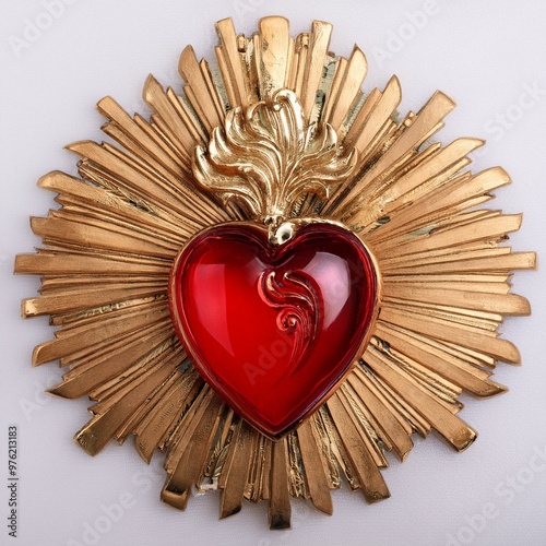 Bijou Ex-Voto Coeur Rouge et Or