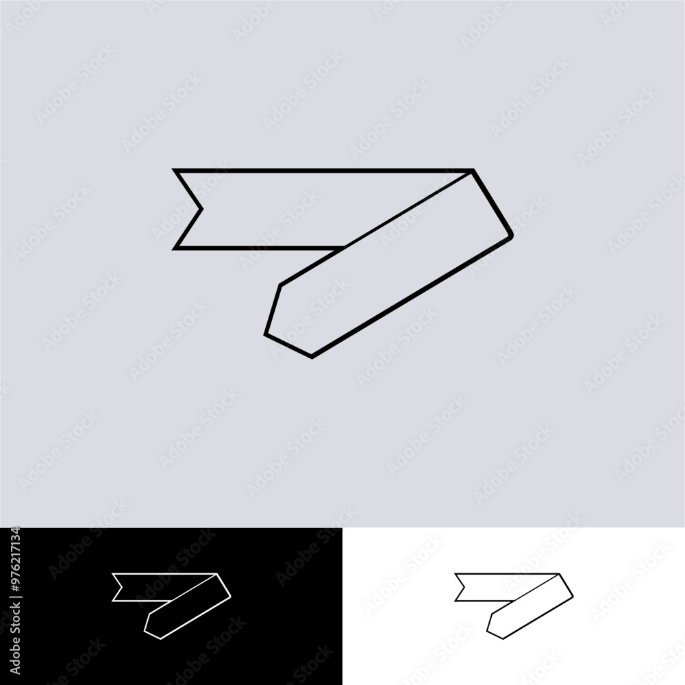 title label of slanted folded arrow with illustration in line art style for icon or logo title label of slanted folded arrow with illustration in line art style for icon or logo