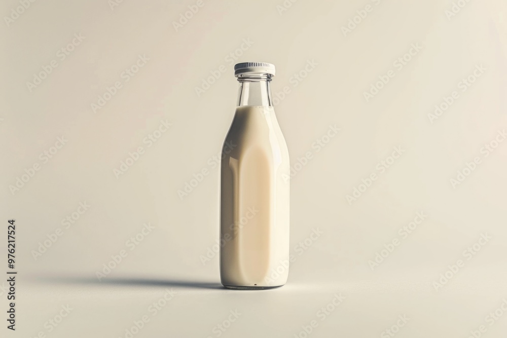 A single bottle of milk placed on a table A single bottle of milk placed on a table