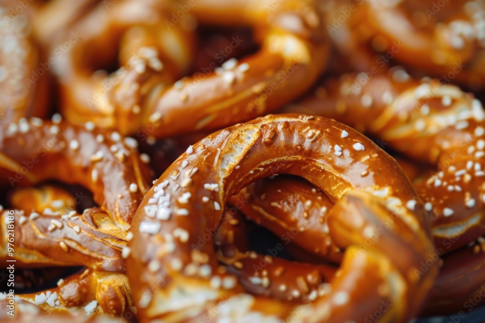 A stack of pretzels sitting on a table, perfect for snacking or serving at a party A stack of pretzels sitting on a table, perfect for snacking or serving at a party