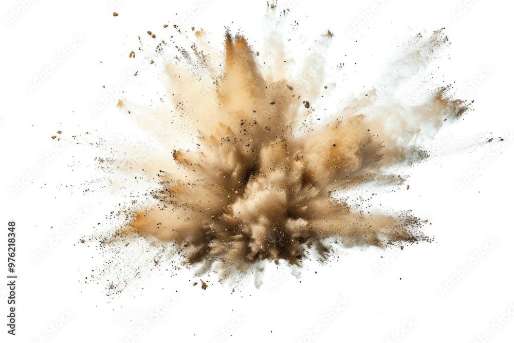 A dense dust cloud on a clean white background A dense dust cloud on a clean white background