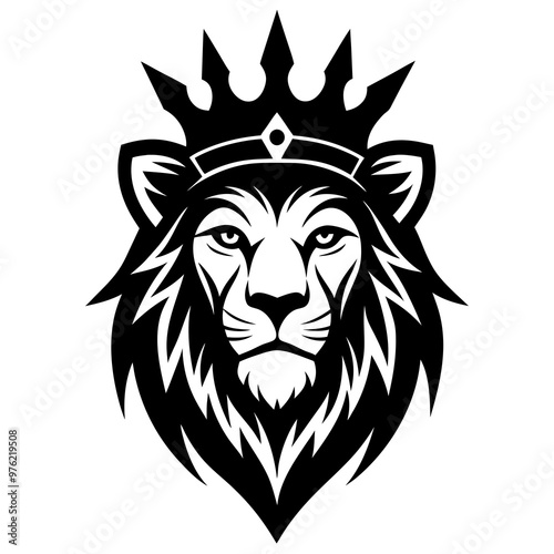 dark art lion king head crown on head vector illustration