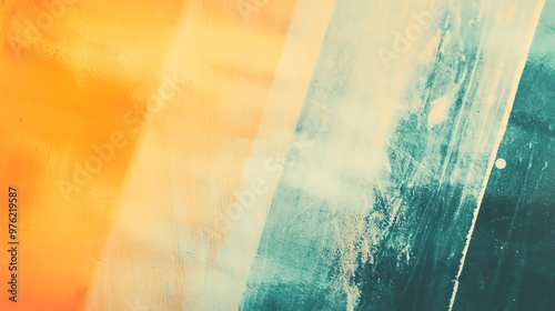 Abstract art featuring vibrant colors of orange and teal, creating a dynamic and visually striking composition.