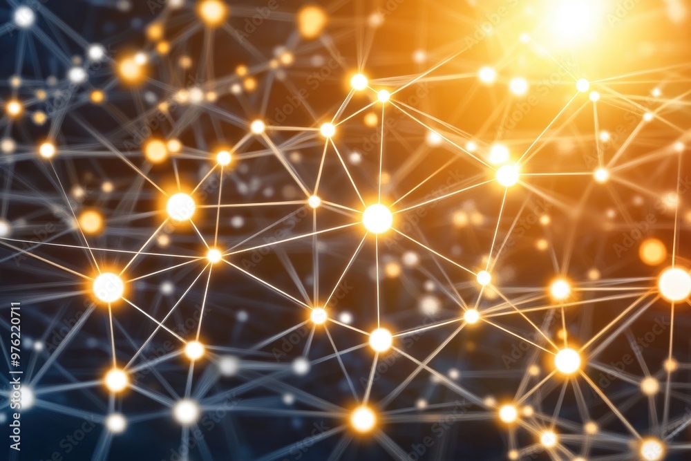 Glowing network connections and technology theme with abstract lines and dots Glowing network connections and technology theme with abstract lines and dots