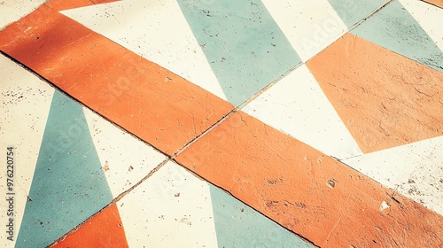 Colorful geometric patterns on a textured surface, creating a vibrant and artistic visual appeal for creative projects.
