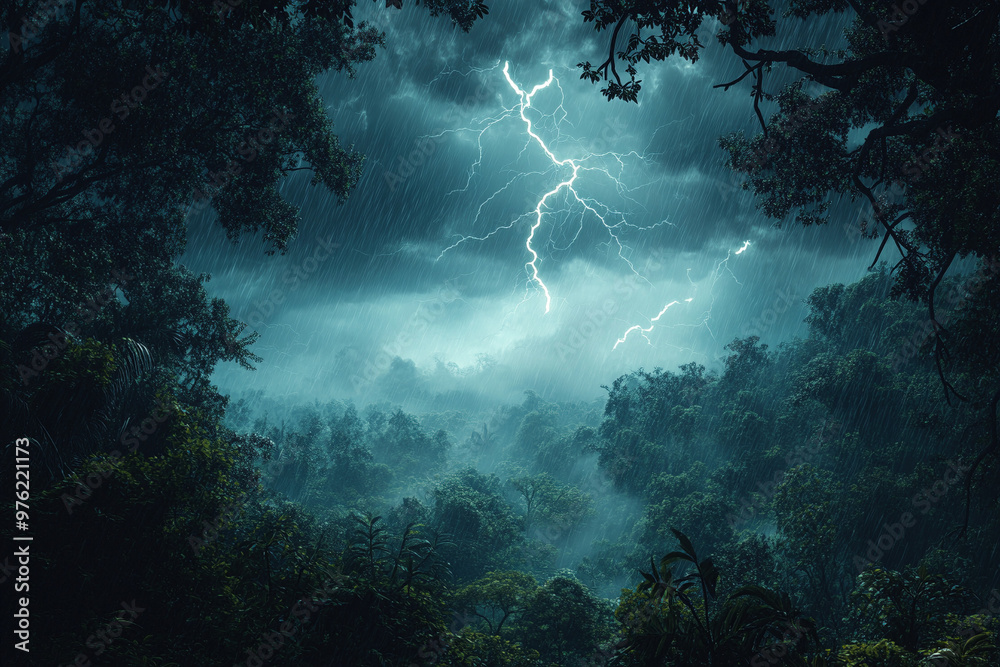 Obraz premium Blitze bei Nacht