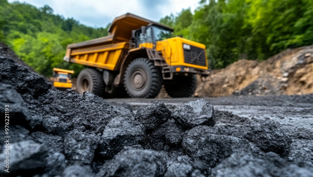 Mining Site with Trucks and Machinery Mining Site with Trucks and Machinery