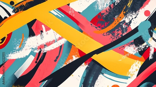 Vibrant abstract artwork featuring dynamic brush strokes and bold colors, perfect for modern decor and creative projects.