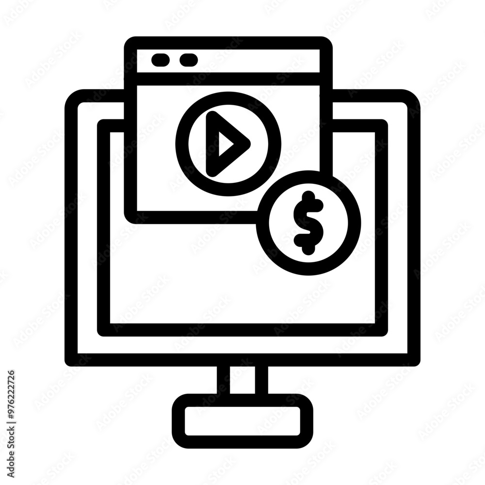 Blog Monetization Vector Line Icon Design Blog Monetization Vector Line Icon Design