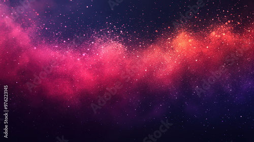 Vibrant red and purple cosmic gradient with sparkling stars creates high energy atmosphere