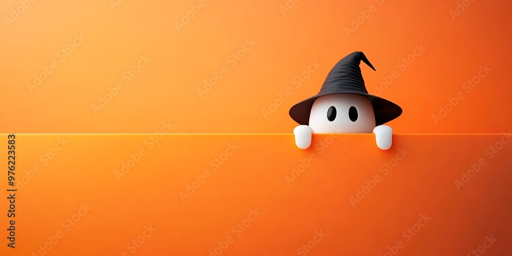 3d style cute little ghost icon floating on an orange background, with a minimal design featuring simple shapes. The ghost has a cute and friendly appearance, 3d style cute little ghost icon floating on an orange background, with a minimal design featuring simple shapes. The ghost has a cute and friendly appearance,
