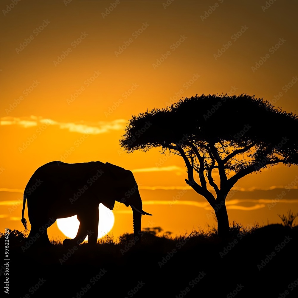 Fototapeta premium elephant_silhouette