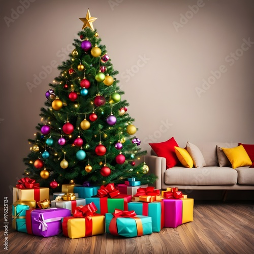 Christmas Tree And Gifts In The Room