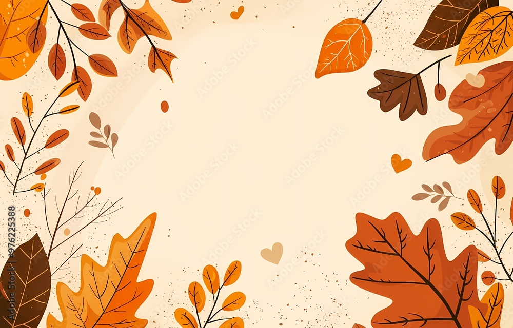 Autumn foliage frame with vibrant orange and brown leaves on a soft background. Autumn foliage frame with vibrant orange and brown leaves on a soft background.