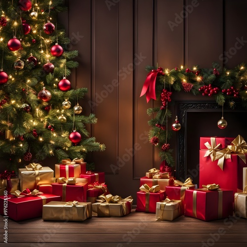 Christmas Tree And Gifts In The Room