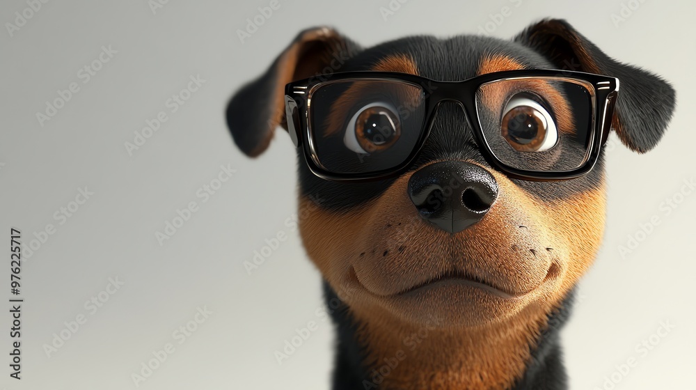 Fototapeta premium A cute dog wearing glasses.