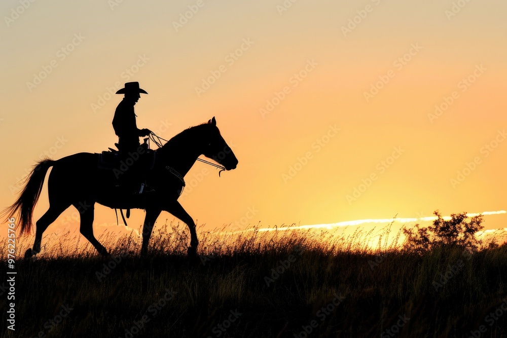 A man is riding a horse in a field, generative ai image