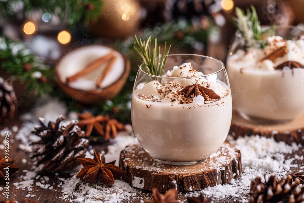 Traditional Puerto Rico cocktail Coquito. Christmas drink Eggnog. Traditional Puerto Rico cocktail Coquito. Christmas drink Eggnog.