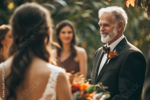 Heartfelt wedding moments: emotional father of the bride giving away his daughter