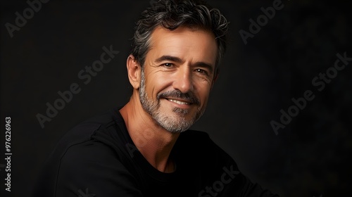 Smiling Mature Man Portrait Expressing Confidence Charm Happiness. AI Generated