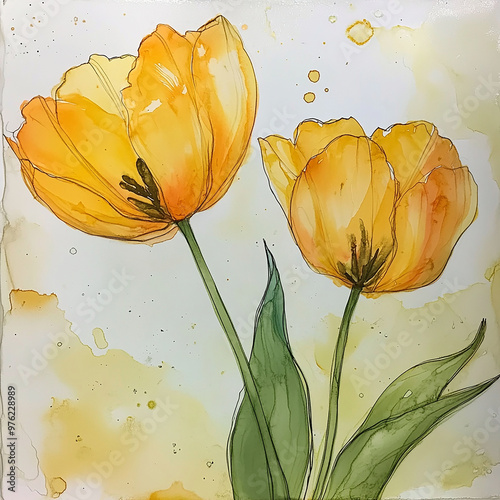 yellow tulip flowers