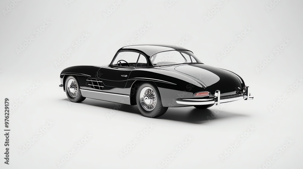 Classic black sports car isolated on white background. Classic black sports car isolated on white background.