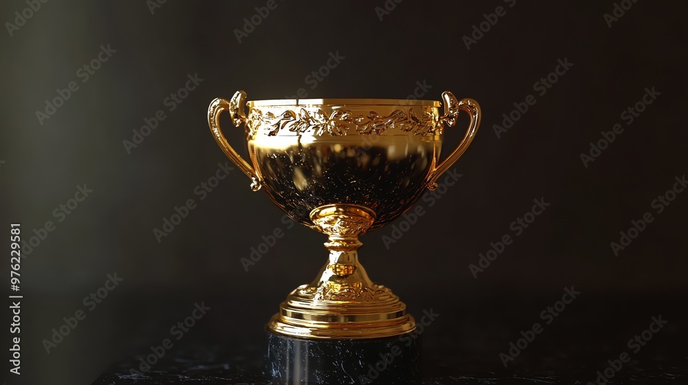 Golden trophy on black background. Golden trophy on black background.