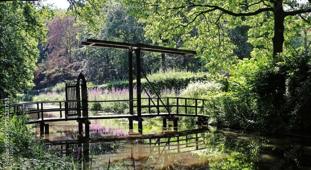 custom made wallpaper toronto digitalOld wooden dutch drawbridge over castle water moat - Kasteel Heeze, Netherlands