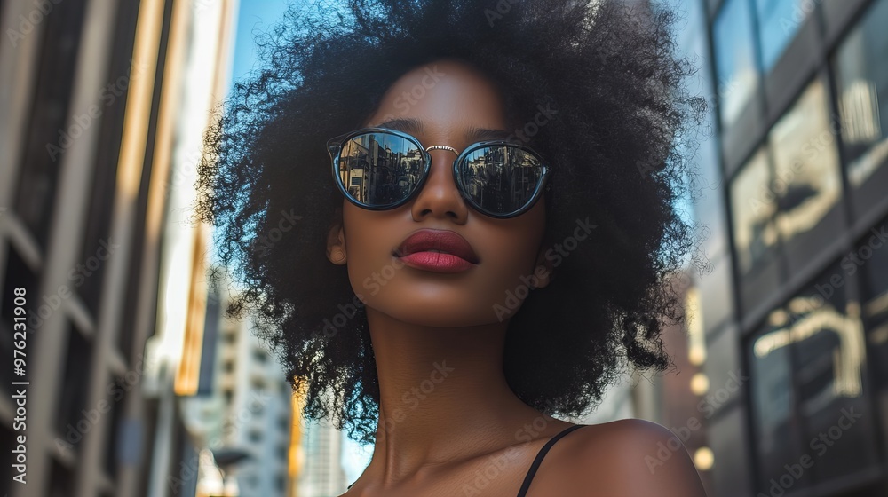 gorgeous model in black sunglasses, having a summer clothes photo shoot in a city, concept of lifestyle and fashion gorgeous model in black sunglasses, having a summer clothes photo shoot in a city, concept of lifestyle and fashion