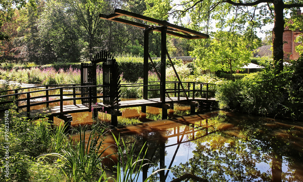 custom made wallpaper toronto digitalOld wooden dutch drawbridge over castle water moat - Kasteel Heeze, Netherlands