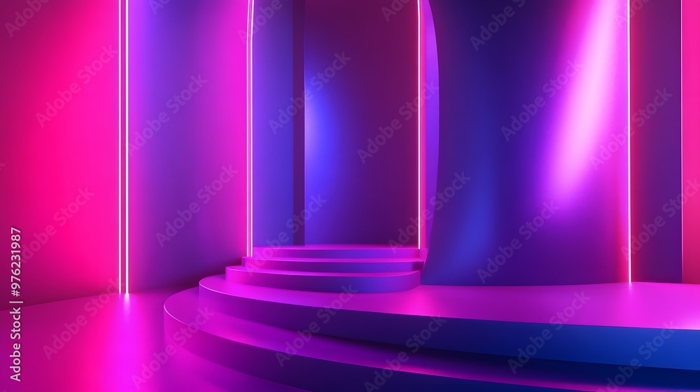 3d rendering of Deep purple and bright pink abstract geometric background. Scene for advertising, technology, showcase, banner, game, sport, cosmetic, business, metaverse. Sci-Fi Illustration. Product 3d rendering of Deep purple and bright pink abstract geometric background. Scene for advertising, technology, showcase, banner, game, sport, cosmetic, business, metaverse. Sci-Fi Illustration. Product