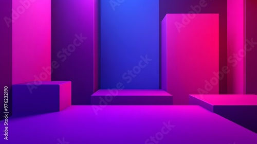 3d rendering of Deep purple and bright pink abstract geometric background. Scene for advertising, technology, showcase, banner, game, sport, cosmetic, business, metaverse. Sci-Fi Illustration. Product