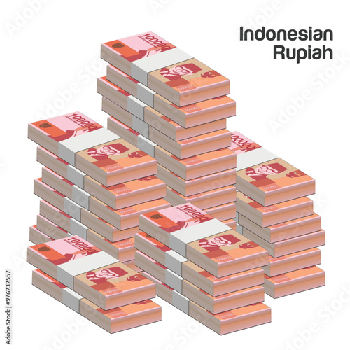 Vector illustration of stacks of Indonesian Rupiah notes. editable and scalable eps