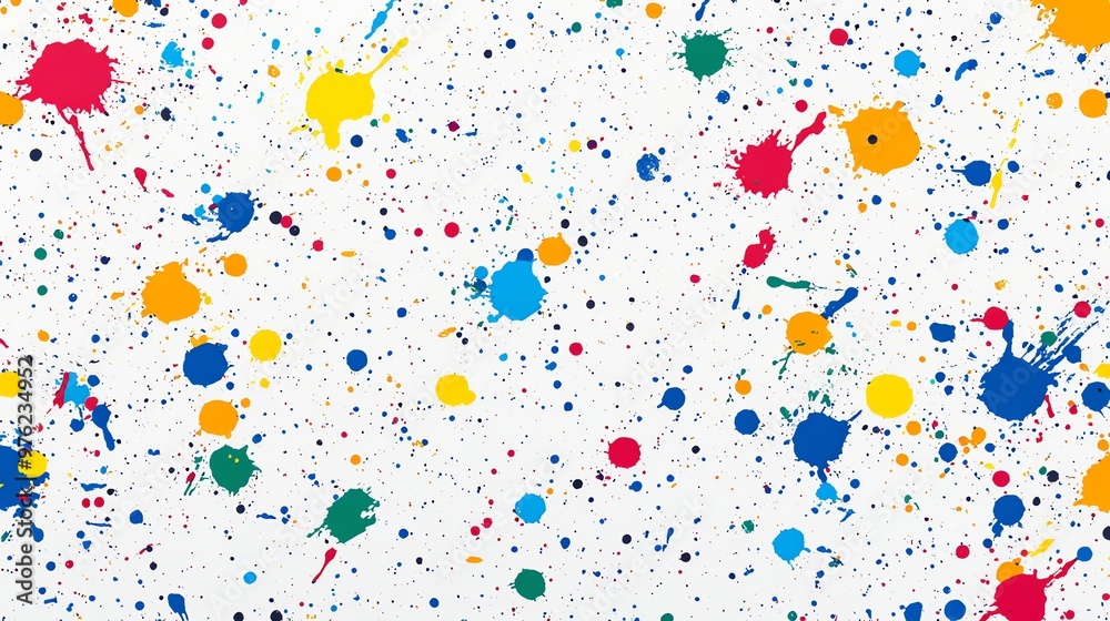 A colorful paint splattered background with red, yellow, green, and blue paint. A colorful paint splattered background with red, yellow, green, and blue paint.