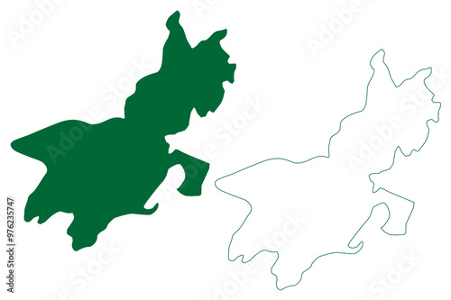 Kamrup district (Assam State, Republic of India) map vector illustration, scribble sketch Kamrup Rural map photo