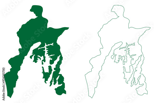 Kangpokpi district (Manipur State, Republic of India) map vector illustration, scribble sketch Sadar Hills map