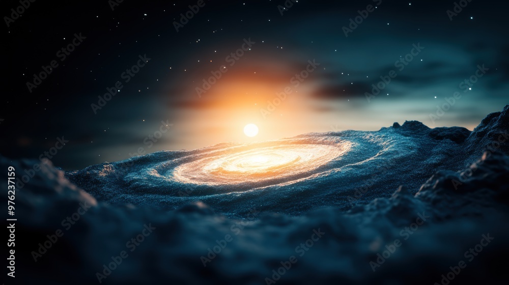 A spiral galaxy, its arms swirling and twisting, appears as a cosmic enigma, a mystery hidden within the vastness of space. A spiral galaxy, its arms swirling and twisting, appears as a cosmic enigma, a mystery hidden within the vastness of space.