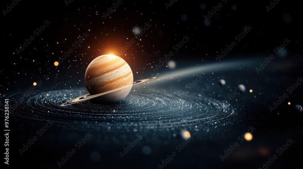 A representation of a planet orbital path around a star, showcasing its revolution and the changing seasons. A representation of a planet orbital path around a star, showcasing its revolution and the changing seasons.