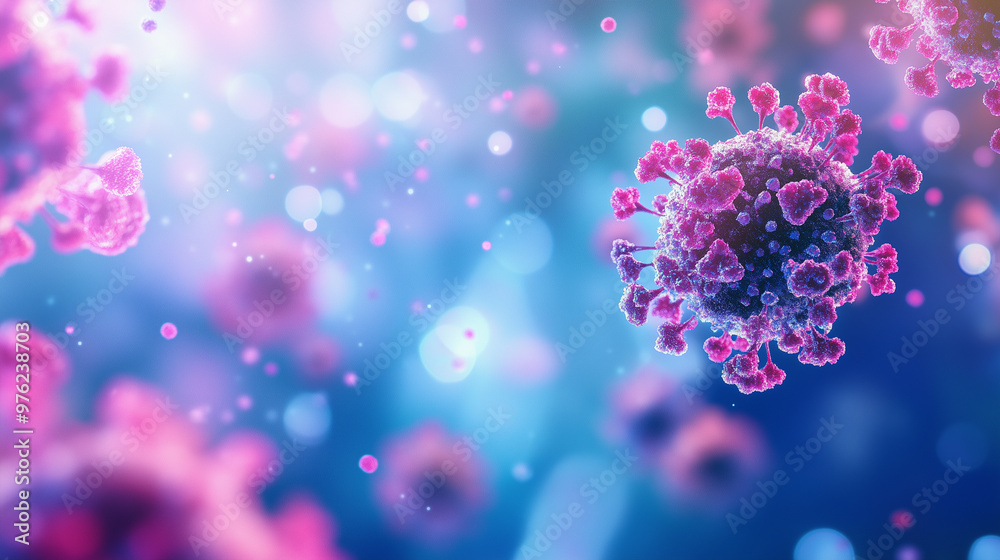 Highly Detailed Virus Representation Against a Soft Blue Backdrop Highly Detailed Virus Representation Against a Soft Blue Backdrop