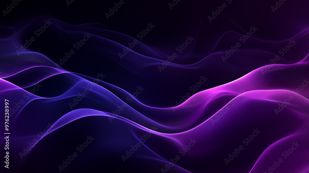 Obraz premium Dynamic Elegance: Abstract Purple and Black Background with Wavy Lines