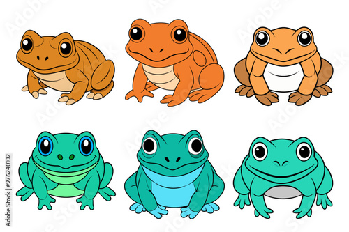 Frog Vector Illustration - Cartoon, Clipart, and Line Art Design for Digital Prints photo