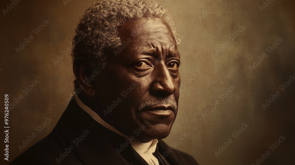 A highly detailed, photorealistic portrait of an iconic Black leader from history, wearing formal attire