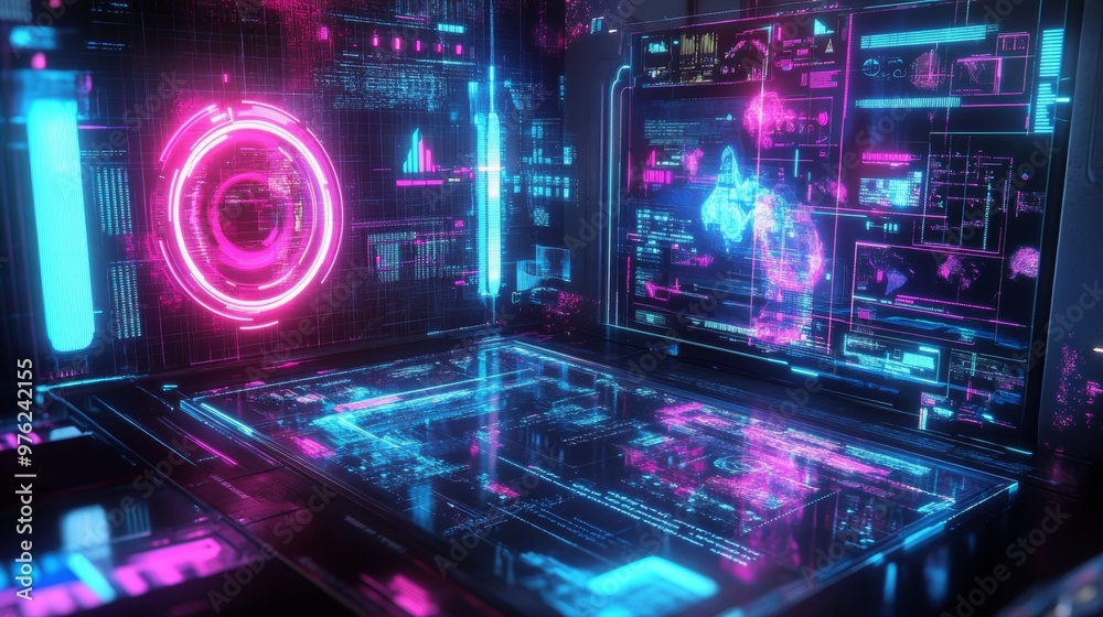 Fototapeta premium Futuristic Cyberspace Interface.
