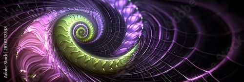 abstract background with a spiral, rolling purple sheet 