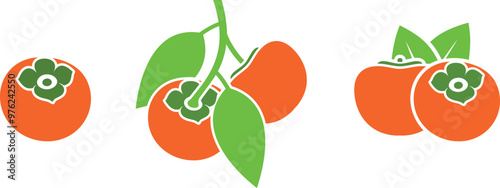 Quadro su tela Persimmon logo. Isolated persimm on white background