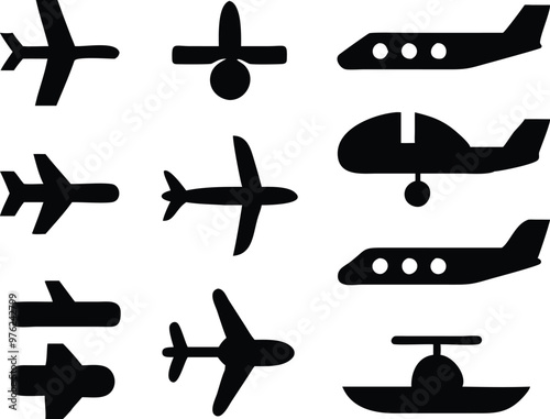 Plane different icons set.